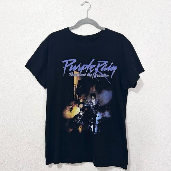 Prince Purple Rain short sleeve black shirt size large - Picture 1 of 16